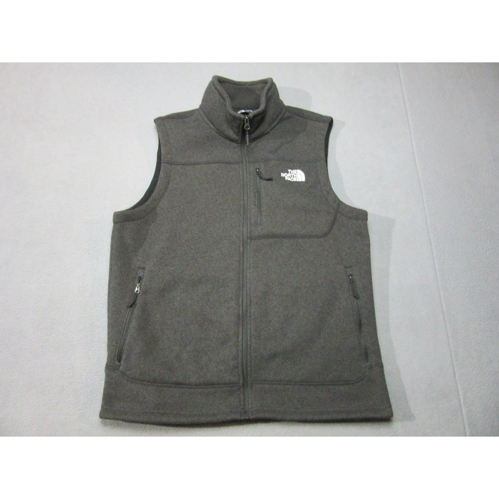 The North Face Vest Jacket Mens XL Gray Gordon Lyons Fleece Mock Neck Full Zip